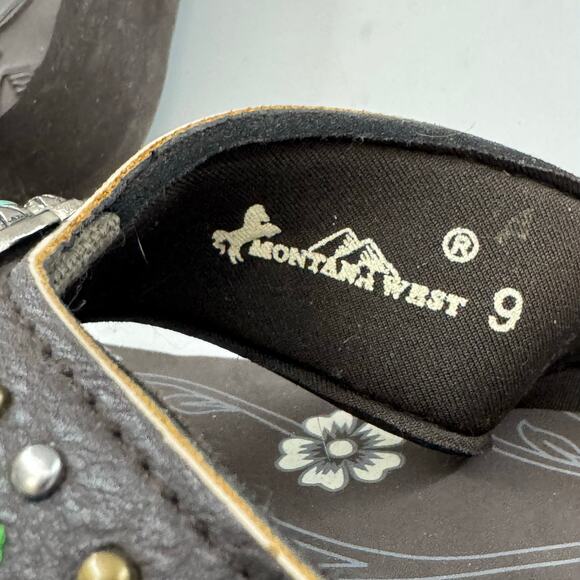 Montana West Wedge Platform Flip Flops Women Size 9 Western Aztec Bling Beaded - Picture 7 of 9